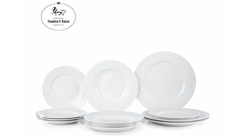 Conjunto de Vajilla porcelana Iris blanca de 18 piezas. Domicilio